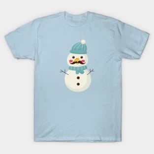 Funny Snowman With Mustache And Carrot T-Shirt